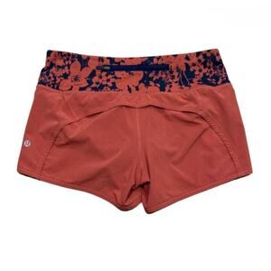 lululemon run times shorts 6 Burnt Orange Terracotta And Blue Floral Band Size 4